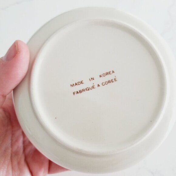 Vintage Korea Cottage Flower Country Round Lid Trinket Dish - Picture 7 of 7